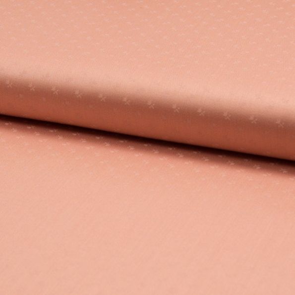 Popeline de coton satiné Romantico Petites fleurs ton sur ton sur fond Saumon - Par 10 cm