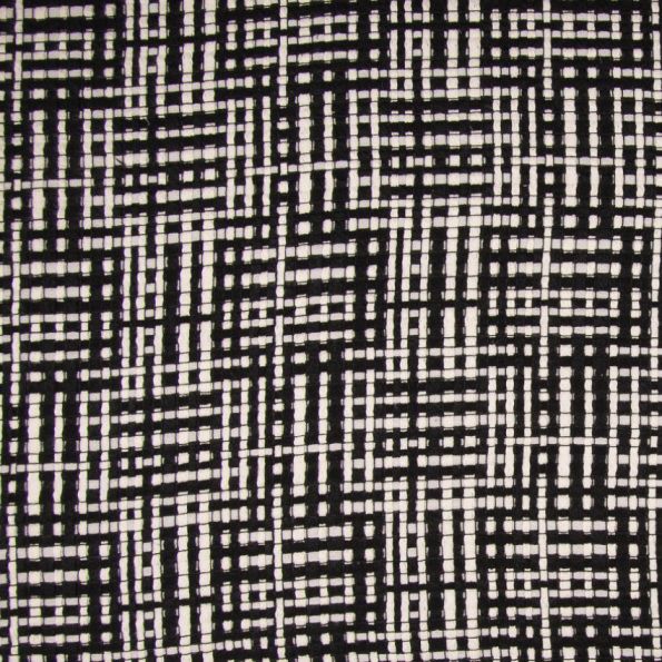 Tissu Fantaisie Panama Ecru & Noir x10cm