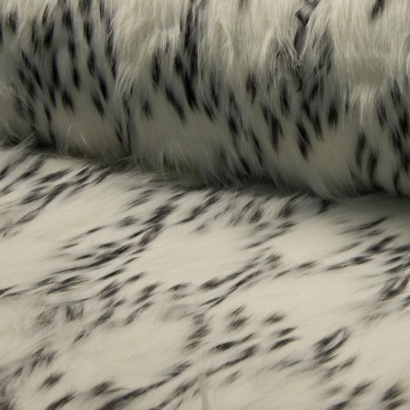 Tissu Fausse fourrure Mode Blanc et noir x10cm