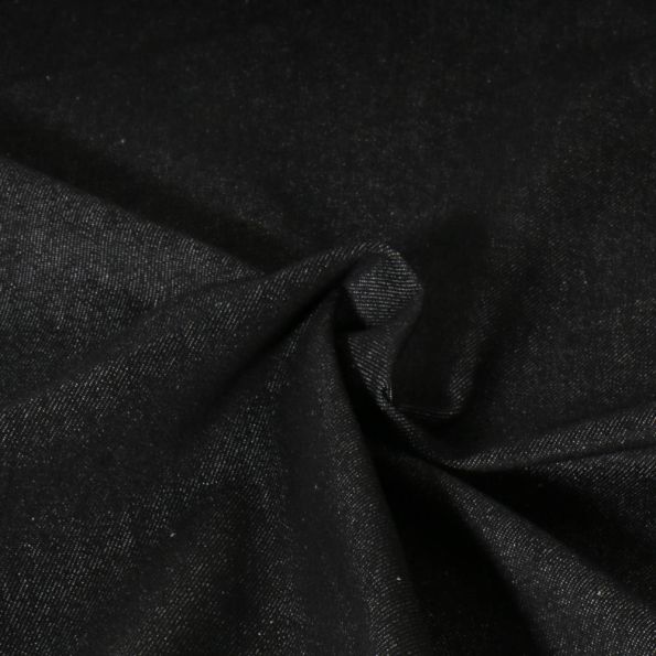 Tissu Jeans Denim Nims uni noir - Par 10 cm