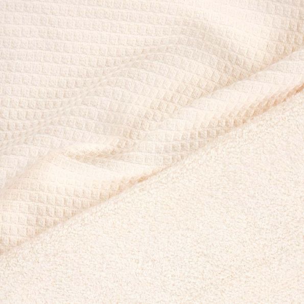 Tissu Nid d'abeille envers Eponge Viscose Ecru - Par 10 cm