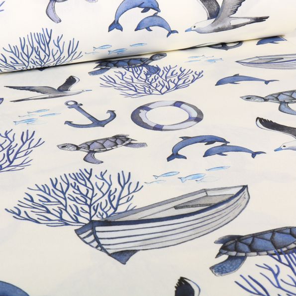 Toile Transat Dralon Nauty sur fond Ecru - Par 10 cm