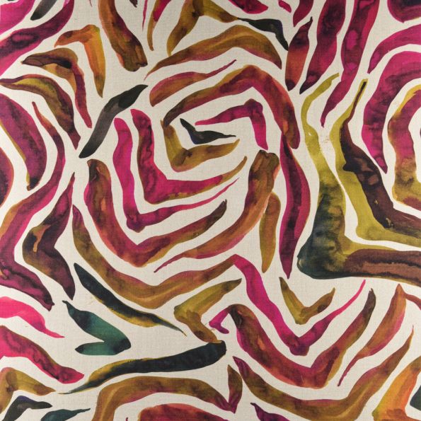 Tissu Toile Dralon Zèbre fuchsia sur fond Naturel - Par 10 cm