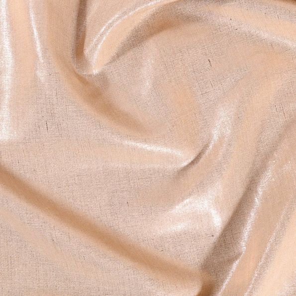 Tissu Toile de Lin Flammée Métallisée Cuivre - Par 10 cm