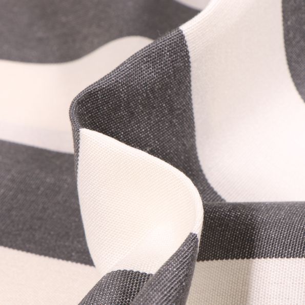 Tissu Toile extérieure Dralon Grande largeur Rayures sur fond anthracite - Par 10 cm