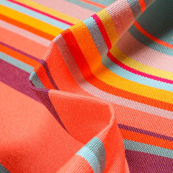 Tissu Toile extérieure grande largeur Dralon Calvi sur fond Corail - Par 10 cm