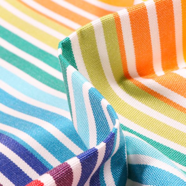 Tissu Toile extérieure Dralon Grande largeur Rayures Fréjus sur fond Bleu turquoise - Par 10 cm