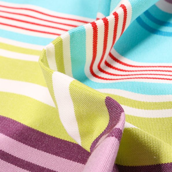 Tissu Toile extérieure grande largeur Dralon Lavandou sur fond Bleu turquoise - Par 10 cm