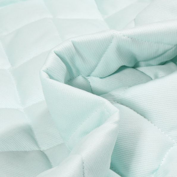 Coupon Tissu Piqué de coton Baby Matelassé réversible Bleu ciel - Coupon de 100 cm
