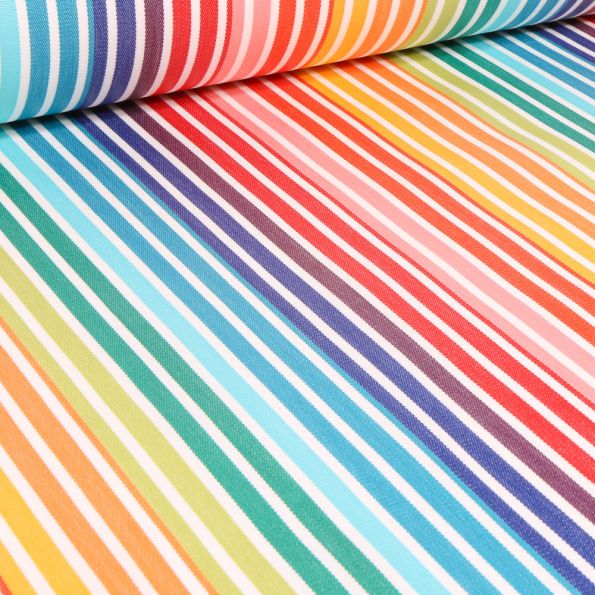 Tissu Toile enduite extérieure Dralon Fréjus sur fond Blanc - Par 10 cm