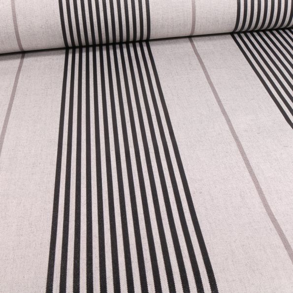 Tissu Toile enduite extérieure Dralon enduit Orient sur fond Gris - Par 10 cm