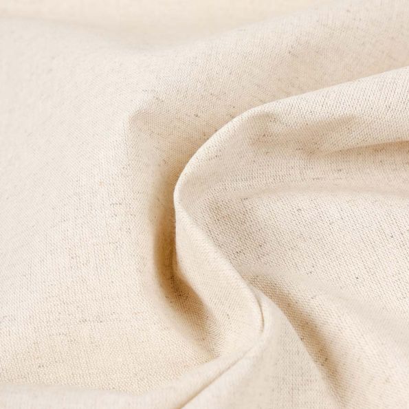 Coupon Tissu Torchon Coton Lin Rayure noire sur fond Naturel - Coupon de 80 cm