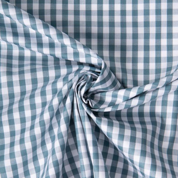 Tissu Vichy Laury Petits carreaux 5 mm Bleu canard - Par 10 cm