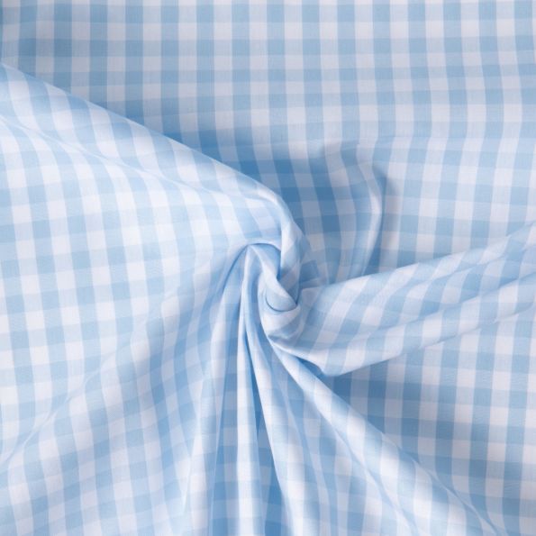 Tissu Vichy Laury Petits carreaux 5 mm Bleu ciel - Par 10 cm