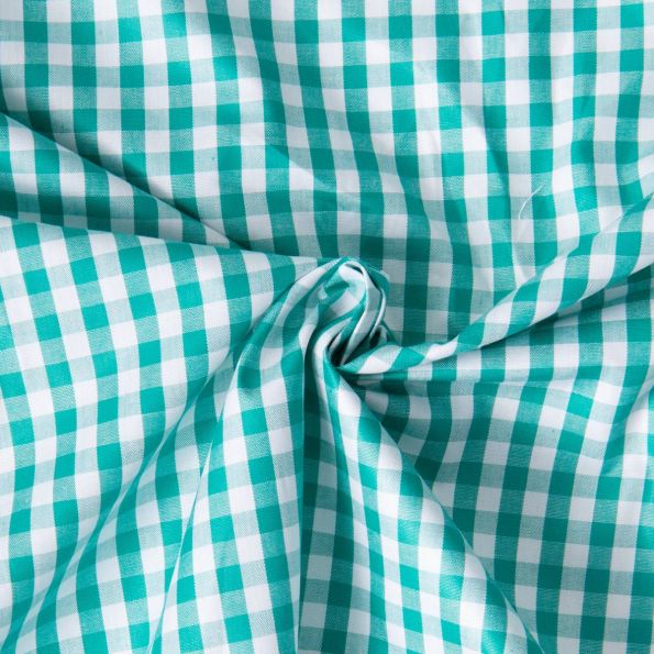 Tissu Vichy Laury Petits carreaux 5 mm Vert émeraude - Par 10 cm