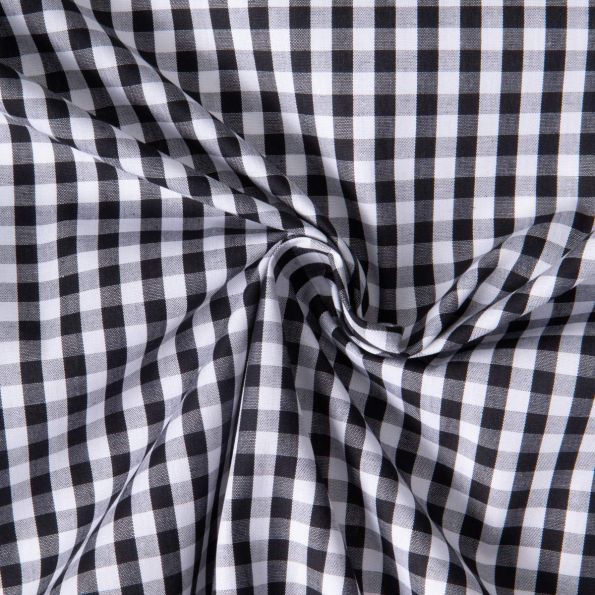 Tissu Vichy Laury Petits carreaux 5 mm Noir - Par 10 cm