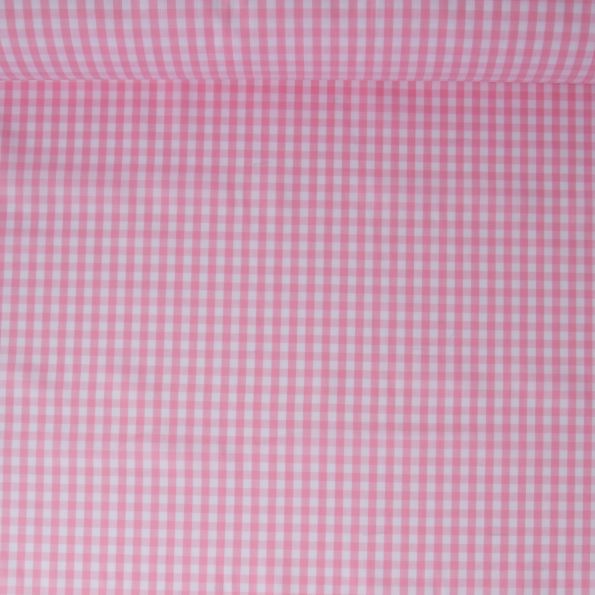 Tissu Vichy Laury Petits carreaux 5 mm Rose - Par 10 cm
