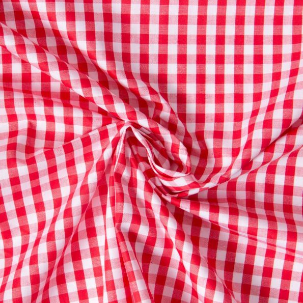 Tissu Vichy Laury Petits carreaux 5 mm Rouge - Par 10 cm