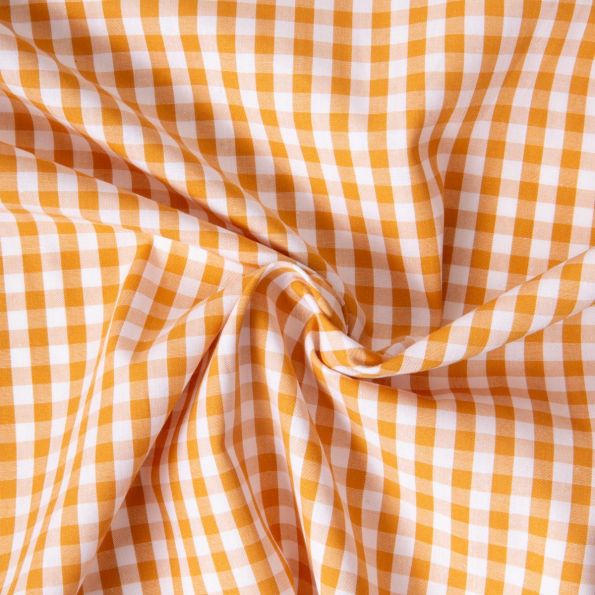 Tissu Vichy Laury Petits carreaux 5 mm Jaune safran - Par 10 cm