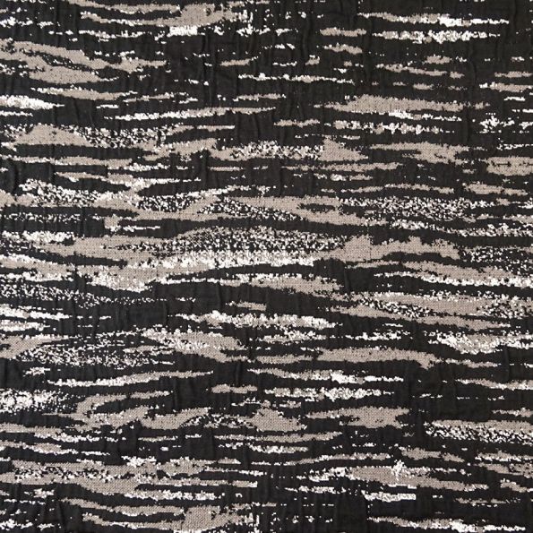 Tissu Jacquard Jersey Black & White Rayures