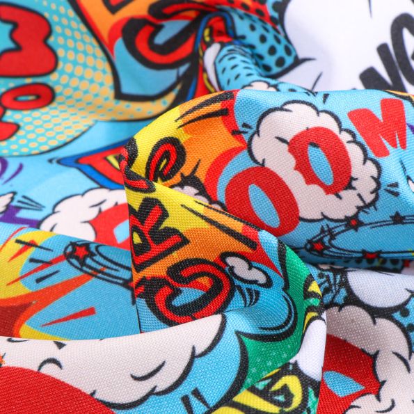 Tissu Burlington Bd Cartoon sur fond Bleu - Par 10 cm