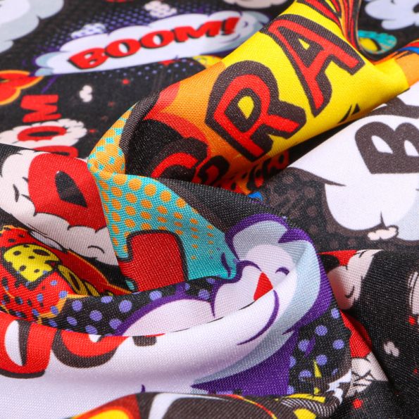 Tissu Burlington Bd Cartoon sur fond Noir - Par 10 cm