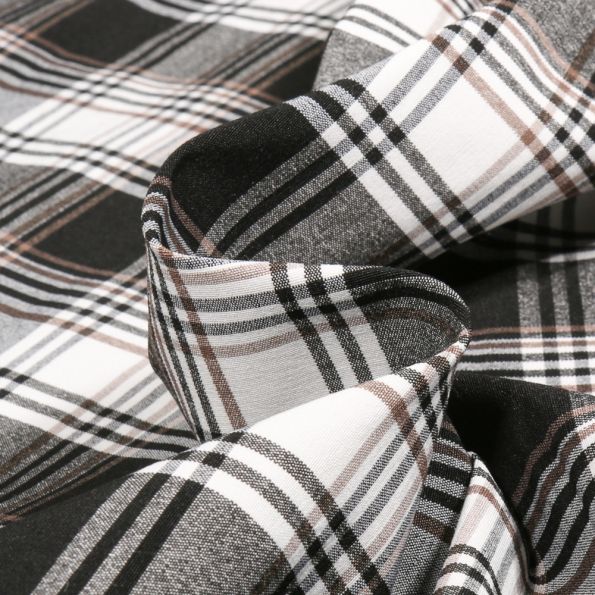 Tissu Bengaline Evans marron sur fond Blanc - Par 10 cm