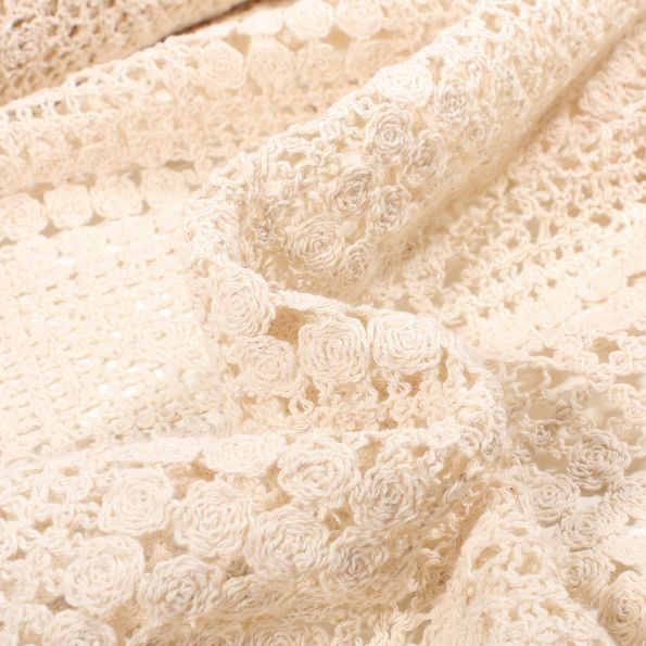 Tissu Crochet dentelle Alicia Ecru - Par 10 cm
