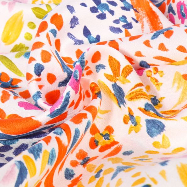 Tissu Viscose Lou sur fond Blanc - Par 10 cm