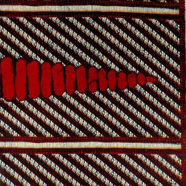 Tissu Wax Africain N°312 Cornes Bordeaux sur fond Bleu marine et écru - Par 10 cm