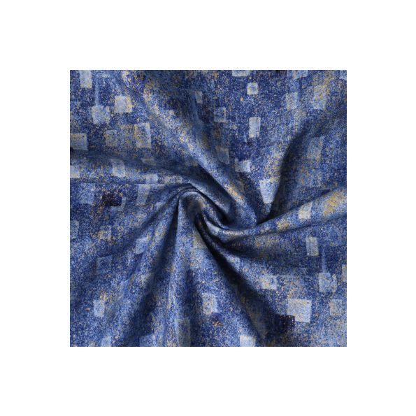 Tissu Coton Robert Kaufman Gustav Klimt rectangle bleu - Par 10 cm