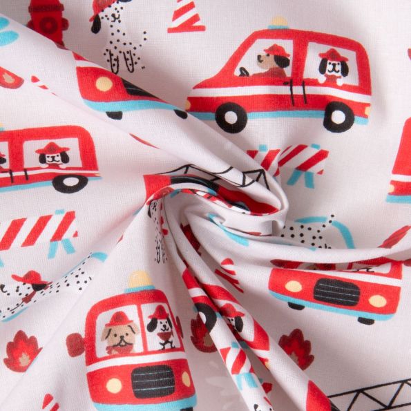 Tissu Polycoton imprimé Pin-pon sur fond Gris - Par 10 cm