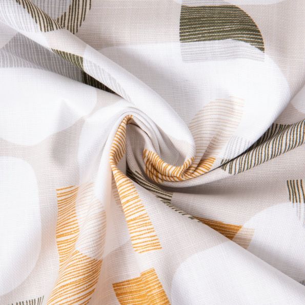 Tissu Toile de Coton Craig motifs géométrique sur fond Gris clair chiné - Par 10 cm