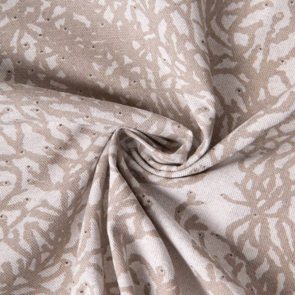 Tissu Toile de Coton Calédonie lin sur fond Naturel - Par 10 cm