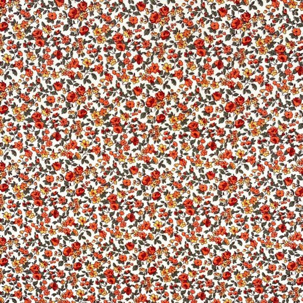 Coupon Tissu Coton imprimé Arty Léonie rouge sur fond Blanc - Par coupon de 3 mètres