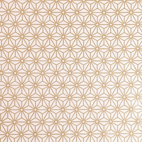 Tissu Coton Imprimé Arty Tokyo Doré sur fond Blanc - Par 10 cm