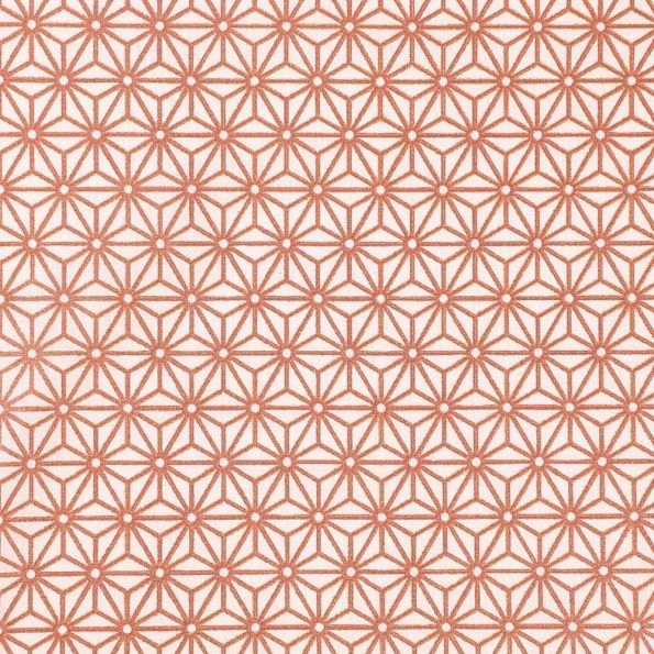 Tissu Coton Imprimé Arty Tokyo Cuivré sur fond Blanc - Par 10 cm