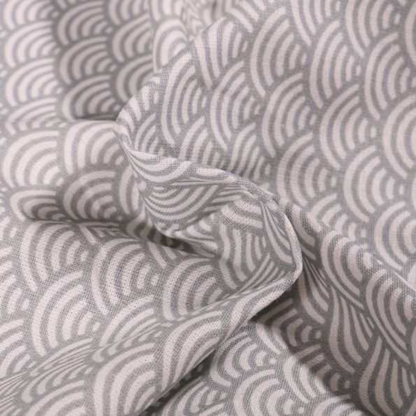 Tissu Coton Enduit Sushis Gris - Par 10 cm