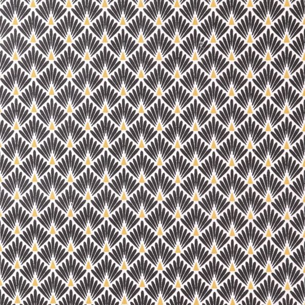 Tissu Coton Imprimé Arty Ecailles Noires sur fond Blanc - Par 10 cm