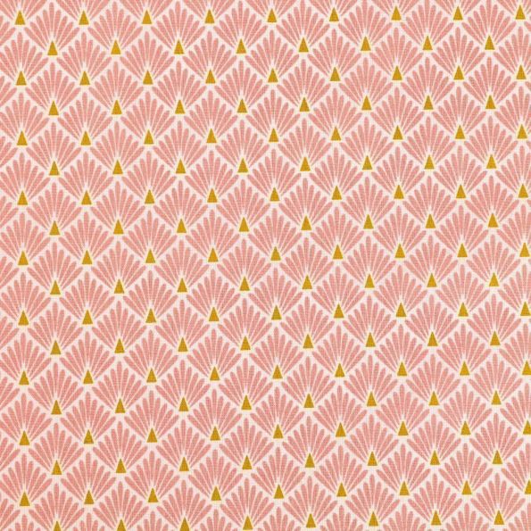 Tissu Coton Imprimé Arty Ecailles Roses sur fond Blanc - Par 10 cm