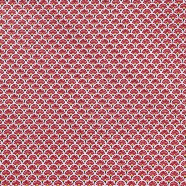 Coupon Tissu Coton Imprimé Arty Eventails Bordeaux - Coupon de 80 cm