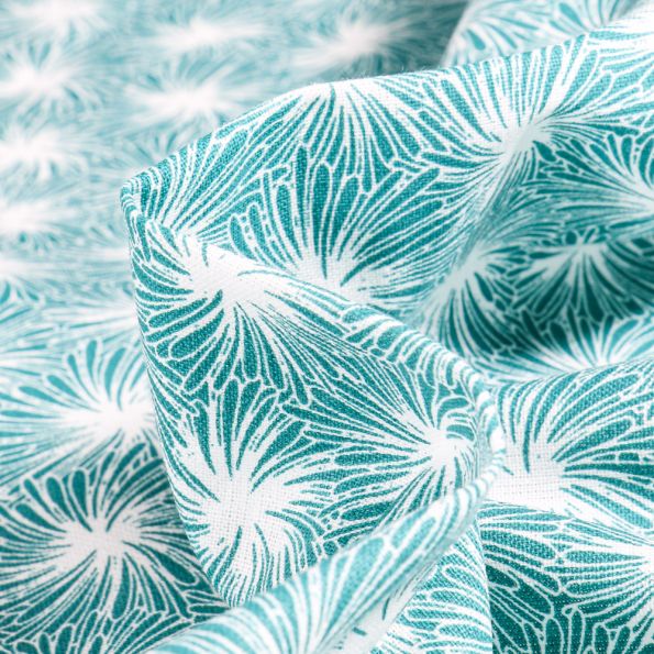 Tissu Coton imprimé Arty Futon sur fond Vert émeraude - Par 10 cm