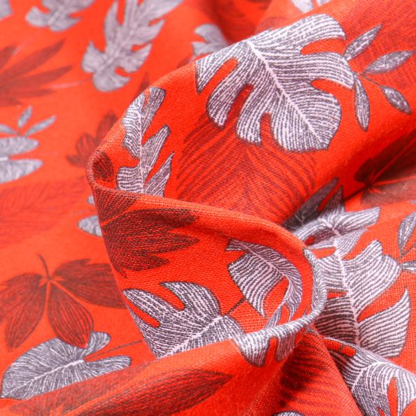 Tissu Coton imprimé Kanna sur fond Rouge - Par 10 cm