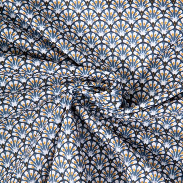 Tissu Coton imprimé Arty éventails Gaudi sur fond Gris - Par 10 cm