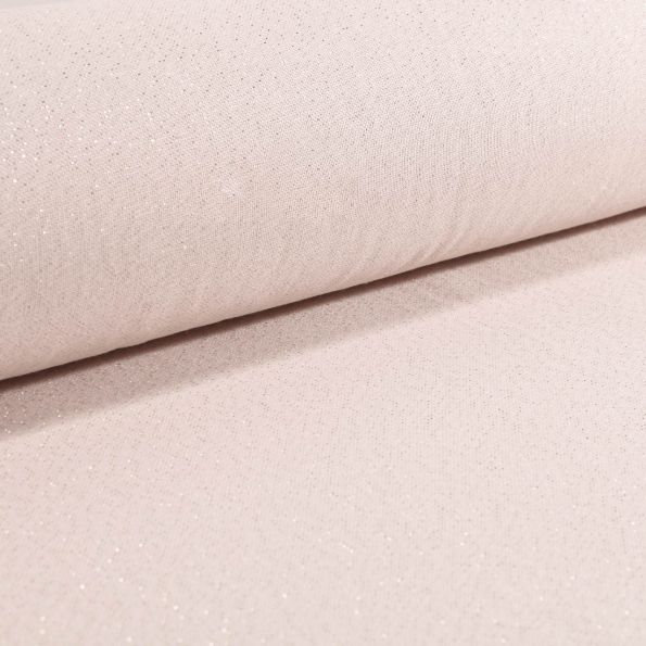 Coupon Tissu Toile Polycoton Lurex uni Cubex argent fond ecru - Coupon de 300 cm