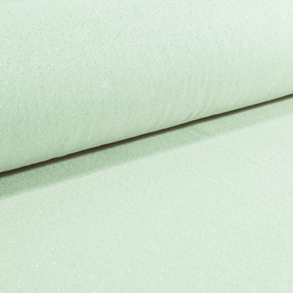 Tissu Toile Polycoton Lurex uni Cubex Vert Amande - Par 10 cm