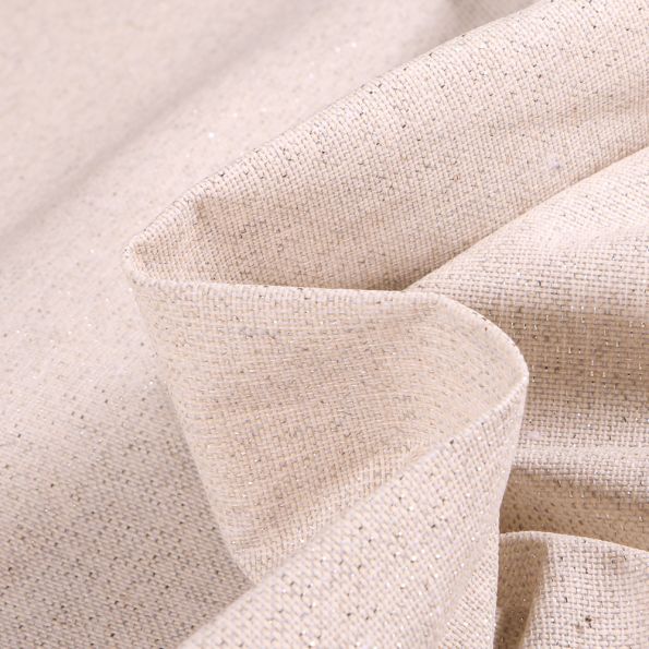 Coupon Tissu Toile de coton Enduit Lurex uni Cubex Ecru - Coupon de 20 cm