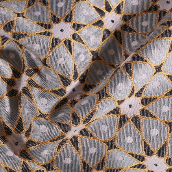 Tissu Toile jacquard Etoiles solaire sur fond Gris - Par 10 cm