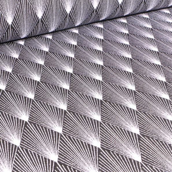 Tissu Jacquard Comète sur fond Noir - Par 10 cm