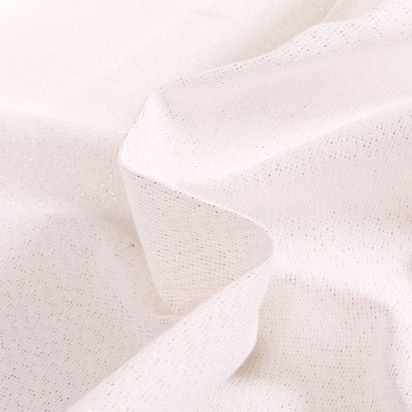 Tissu Toile Polycoton Lurex uni Cubex Or blanc sur fond Blanc cassé - Par 10 cm